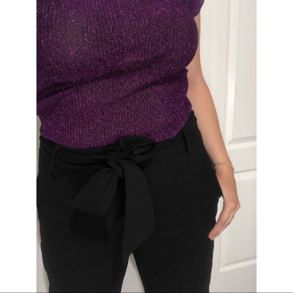 Black Bow Tied Dress Pants - Picture 1 of 5